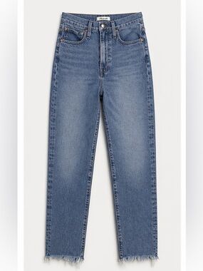Madewell Perfect Vintage Jeans Size 27 HighRise Straight Leg Raw Hem Medium Wash